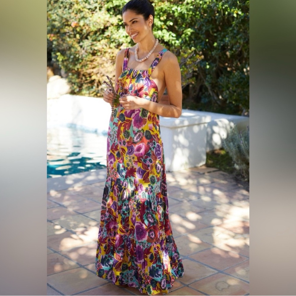 Anthropologie (NWT) Floral multi coloured printed maxi cover up dress